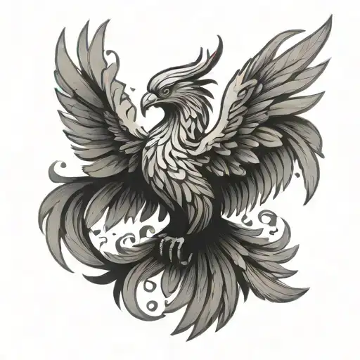 phoenix with outstretched wings tattoo design idea