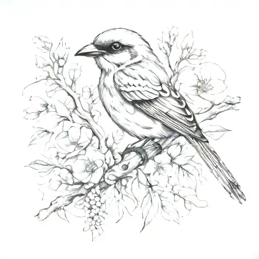 shrike bird tattoo design idea
