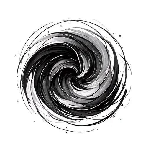 A single, fluid line forms 95% of a circle, leaving a small gap between the start and end points.  - **From one end (yo tattoo design idea