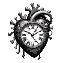 heart Steampunk clock with gears tattoo design idea