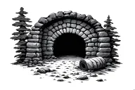 Empty Tomb with stone rolled away tattoo design idea