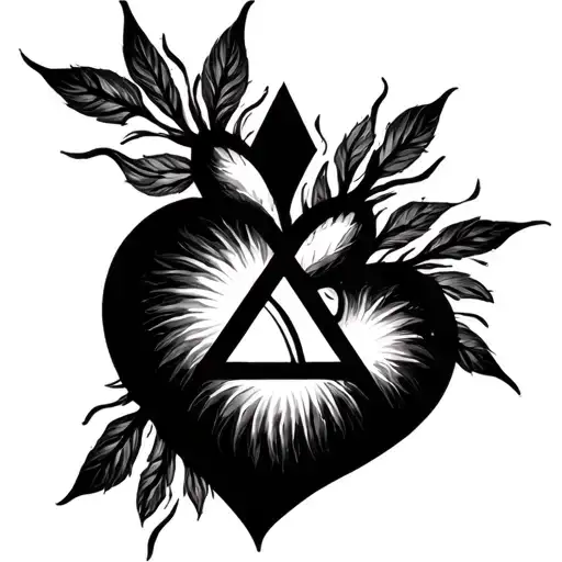 heart and triangle interlocked in mandala style tattoo design idea
