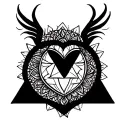 heart and triangle interlocked in mandala style tattoo design idea