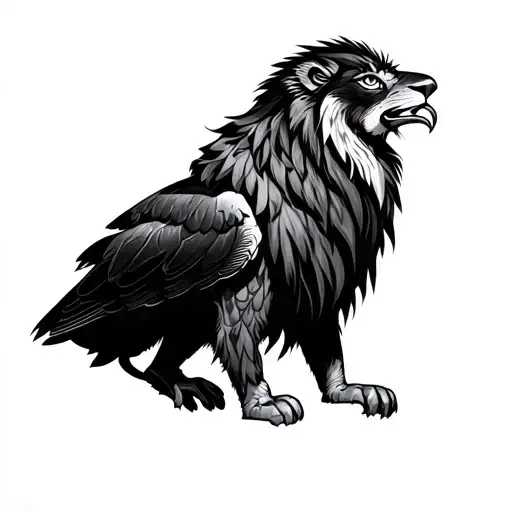 buzzard with a lion tattoo design idea