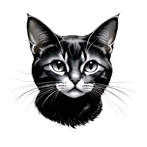 S and cat outline tattoo design idea