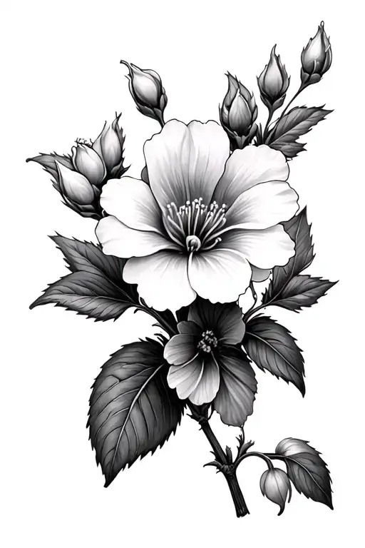 primrose honeysuckle flowers tattoo design idea
