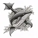 whale berserk dragonslayer sword cherry blossom tattoo design idea