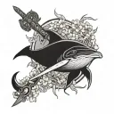 whale berserk dragonslayer sword cherry blossom tattoo design idea