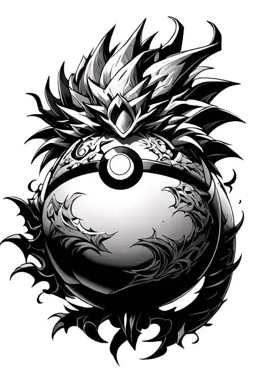 Pokeball, Yugi Oh MIlennium Puzzle, Dragon Quest Dragon Crest tattoo design idea