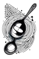 geometric spoon with dopamine symbol tattoo design idea