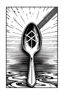 geometric spoon with dopamine symbol tattoo design idea