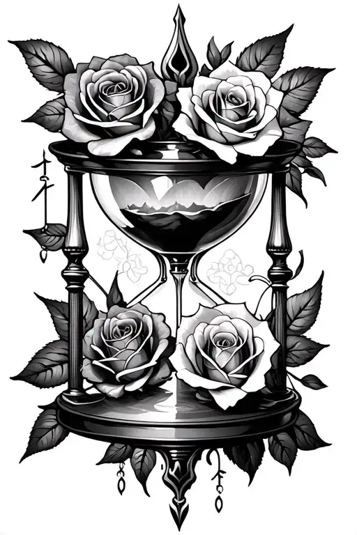 Libra hour glass roses Momento Mori memento vivere Anubis  tattoo design idea