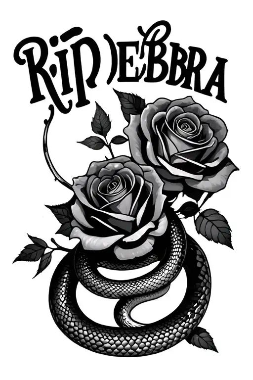 "RIP DEBRA " roses an a snake tattoo design idea