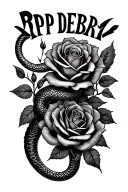 "RIP DEBRA " roses an a snake tattoo design idea