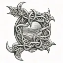 Celtic knotwork intertwined ocean waves tattoo design idea