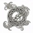 Celtic knotwork intertwined ocean waves tattoo design idea