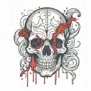 skull facing forward with lots of blood dripping from it tattoo design idea