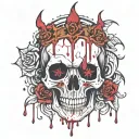 skull facing forward with lots of blood dripping from it tattoo design idea