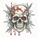 skull facing forward with lots of blood dripping from it tattoo design idea