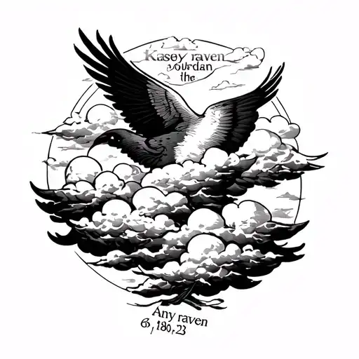 Clouds with the words Kasey raven Jordan and the date 6/18/01 through 4/15/23 tattoo  tattoo design idea