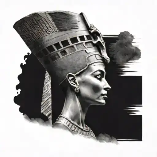 nefertiti side view surrounded tattoo design idea