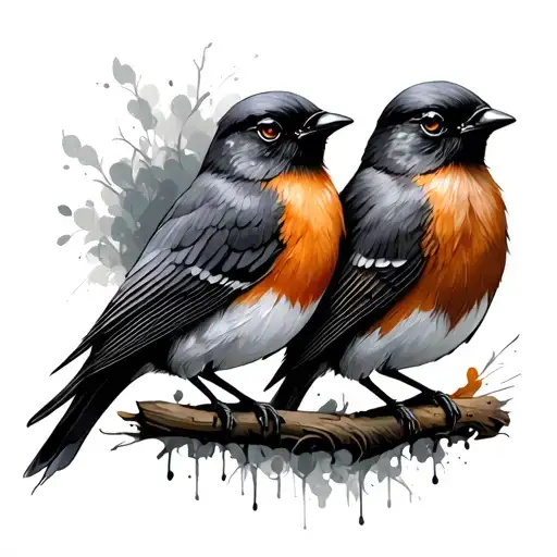 2 Robins tattoo design idea