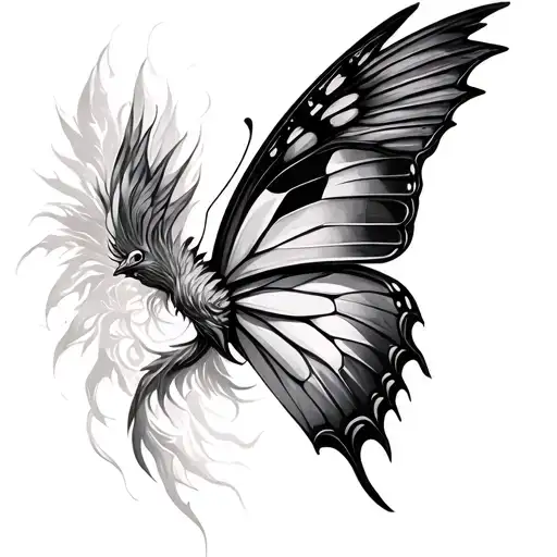 Phoenix Butterfly tattoo design idea