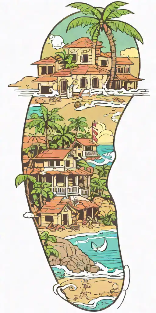 Dad puerto rico beach view tattoo design idea