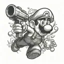mario pointing gun to mushroom tattoo design idea