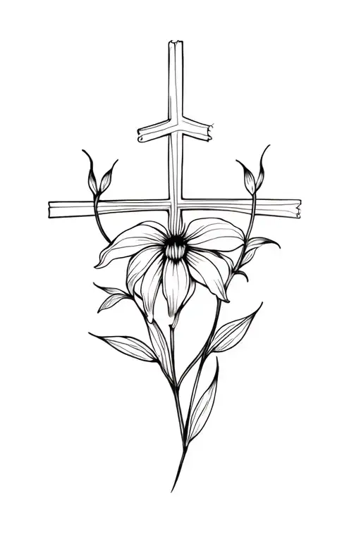 cross and spiderlily tattoo design idea