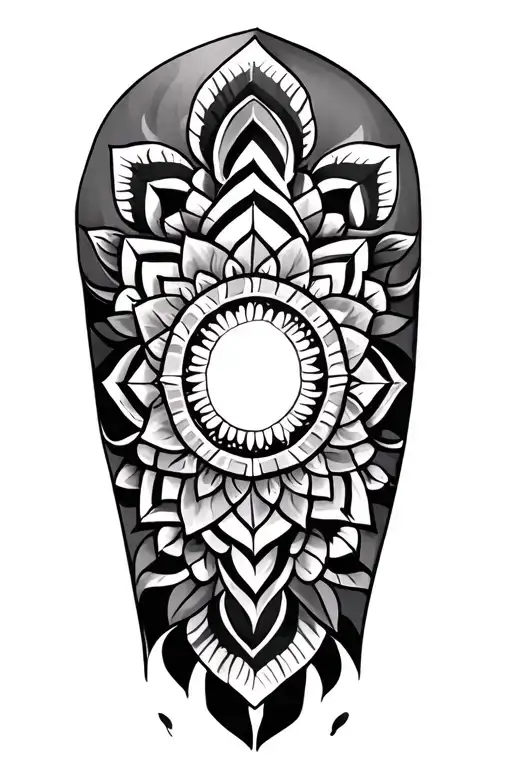 geometric shapes with mandala on shoulder and elbow tattoo design idea