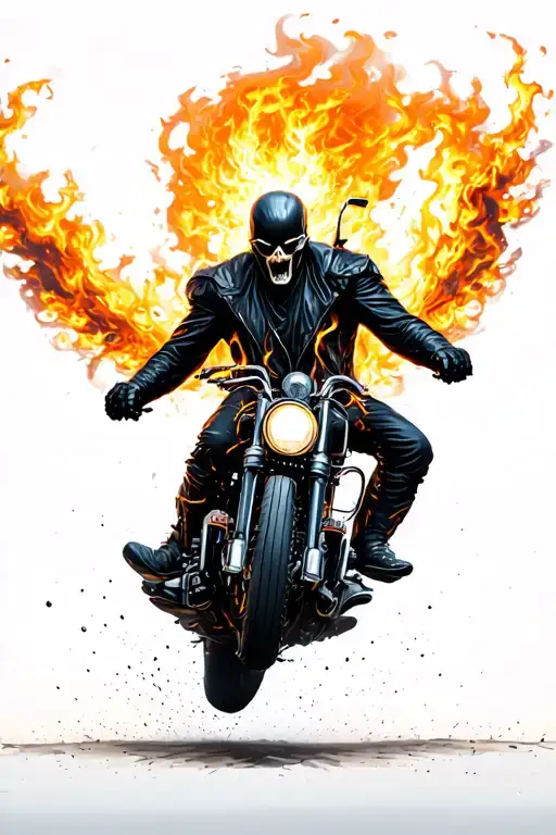 Ghost rider gracefully jumping tattoo design idea