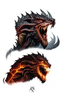 the balrog and sauron from the lord of the rings tattoo design idea