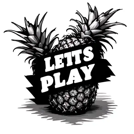 pineapple with the text LETS PLAY tattoo design idea