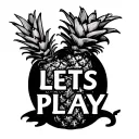 pineapple with the text LETS PLAY tattoo design idea