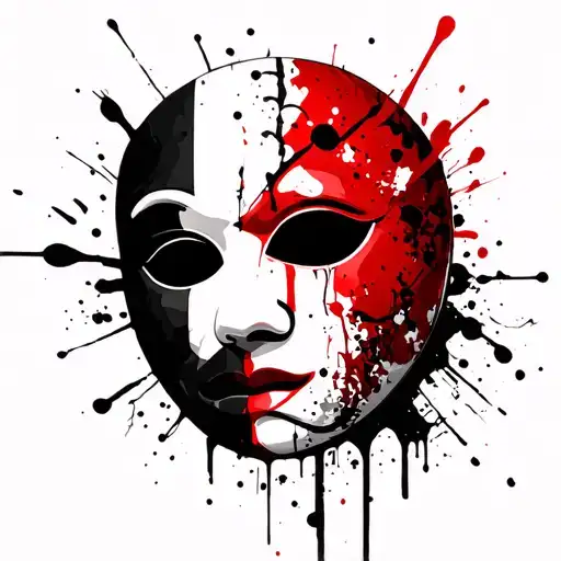 theatre masks tragedy and comedy tattoo design idea