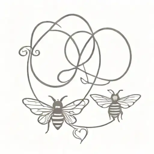 two littlebit different dumble bees and infinity symbol with heart tattoo design idea