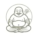 laughing Buddha meditating figure tattoo design idea