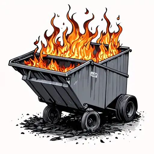 dumpster fire tattoo design idea