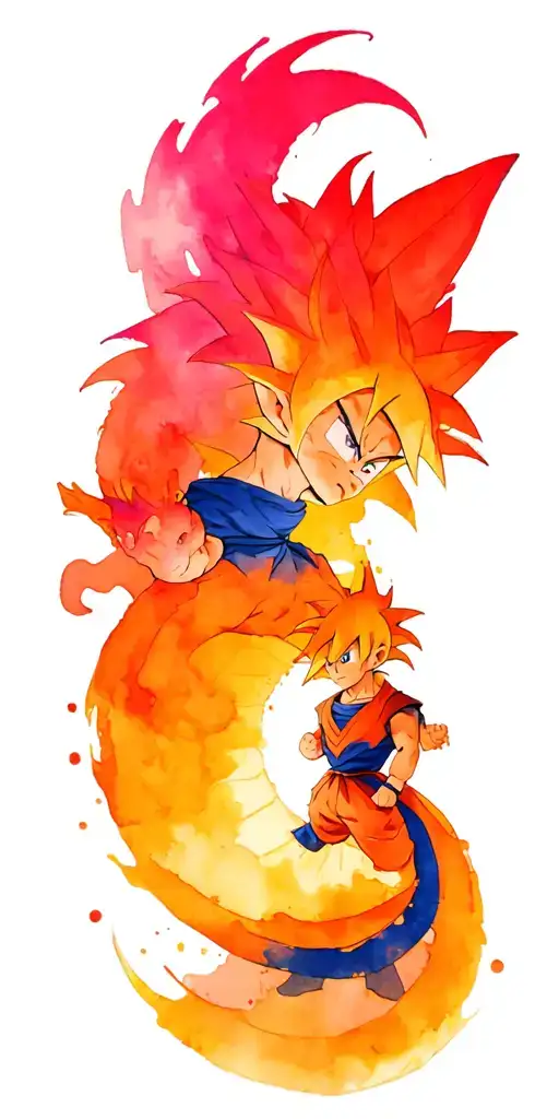 Vegeta and Trunks Goten Shenron tattoo design idea