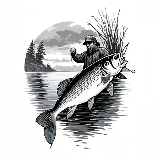 Fishing Memorial tattoo design idea