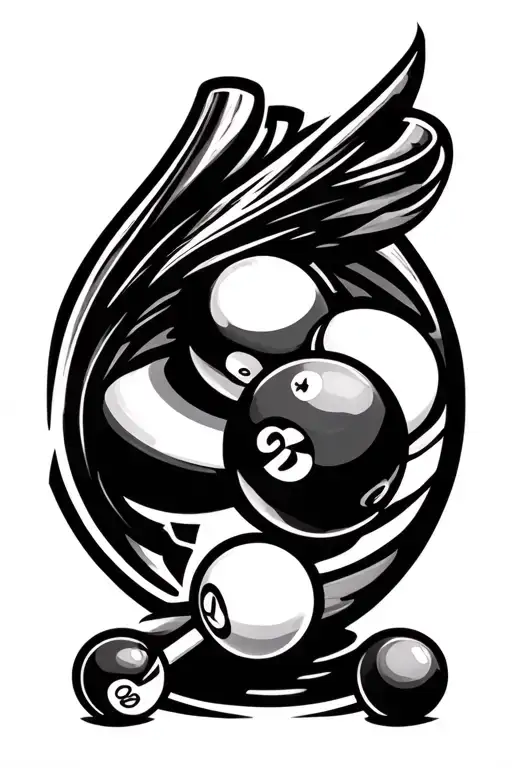 pool and billiards tattoo design idea