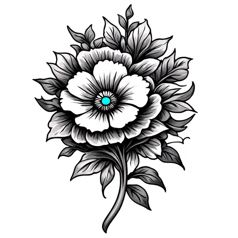western tooled leather flower turquoise accents  tattoo design idea