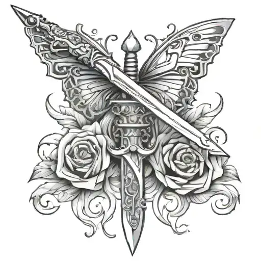 Butterfly Sword tattoo design idea