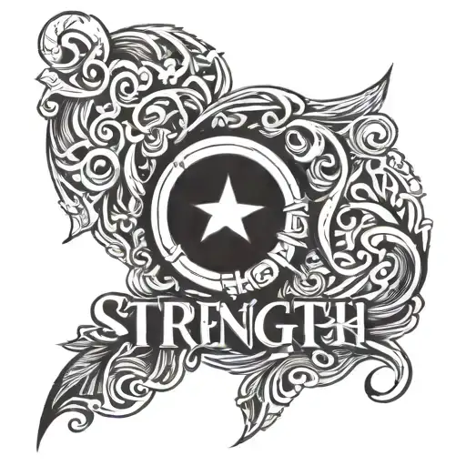 strength and honor phrase written tattoo design idea