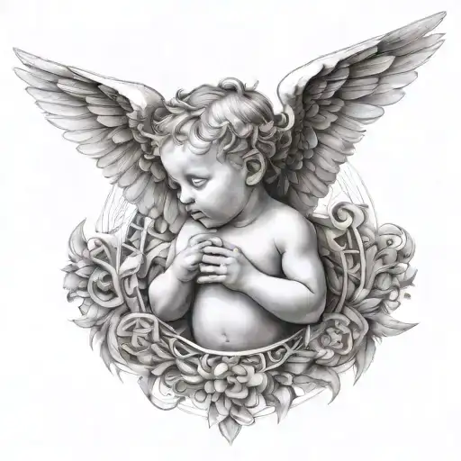 baby, wings, angel wings tattoo design idea
