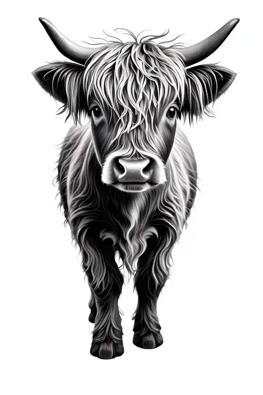 highland cow baby girl tattoo design idea