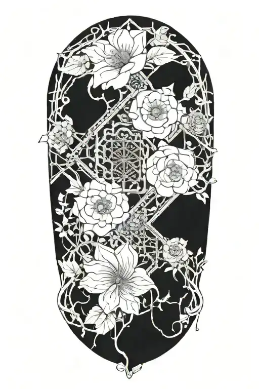 nature, technology, vines, artificial intelligence, computer, machine, circuit board, cyberpunk, flowers tattoo design idea