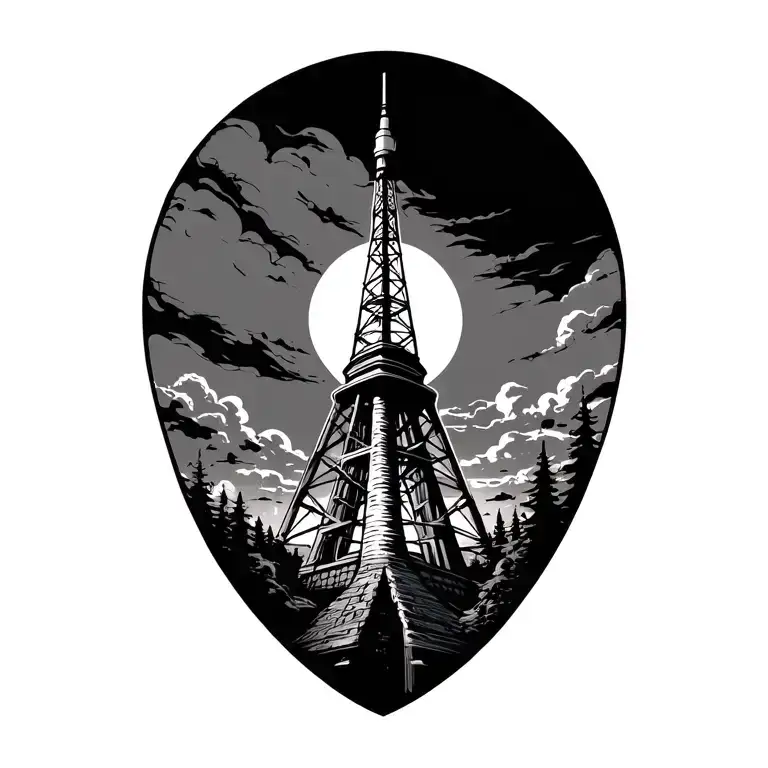 radio tower emerging tattoo design idea