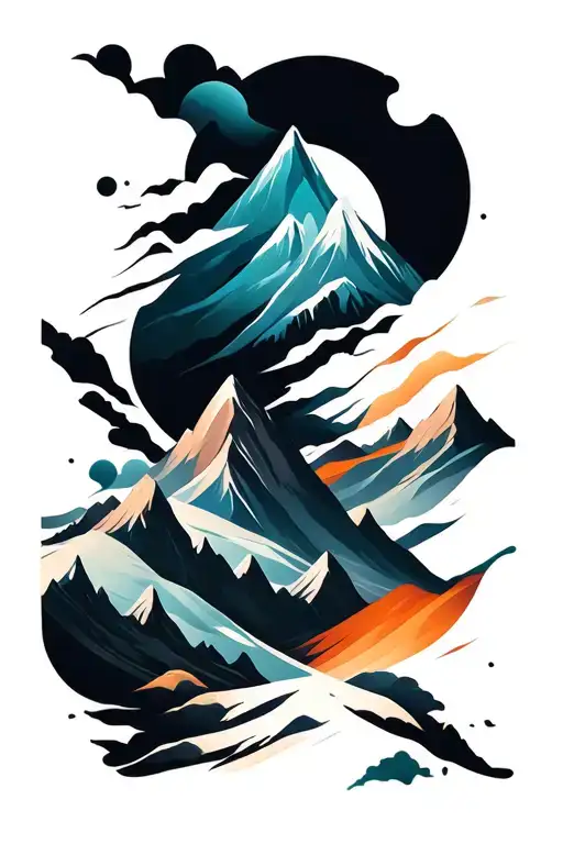 mountains panorama tattoo design idea